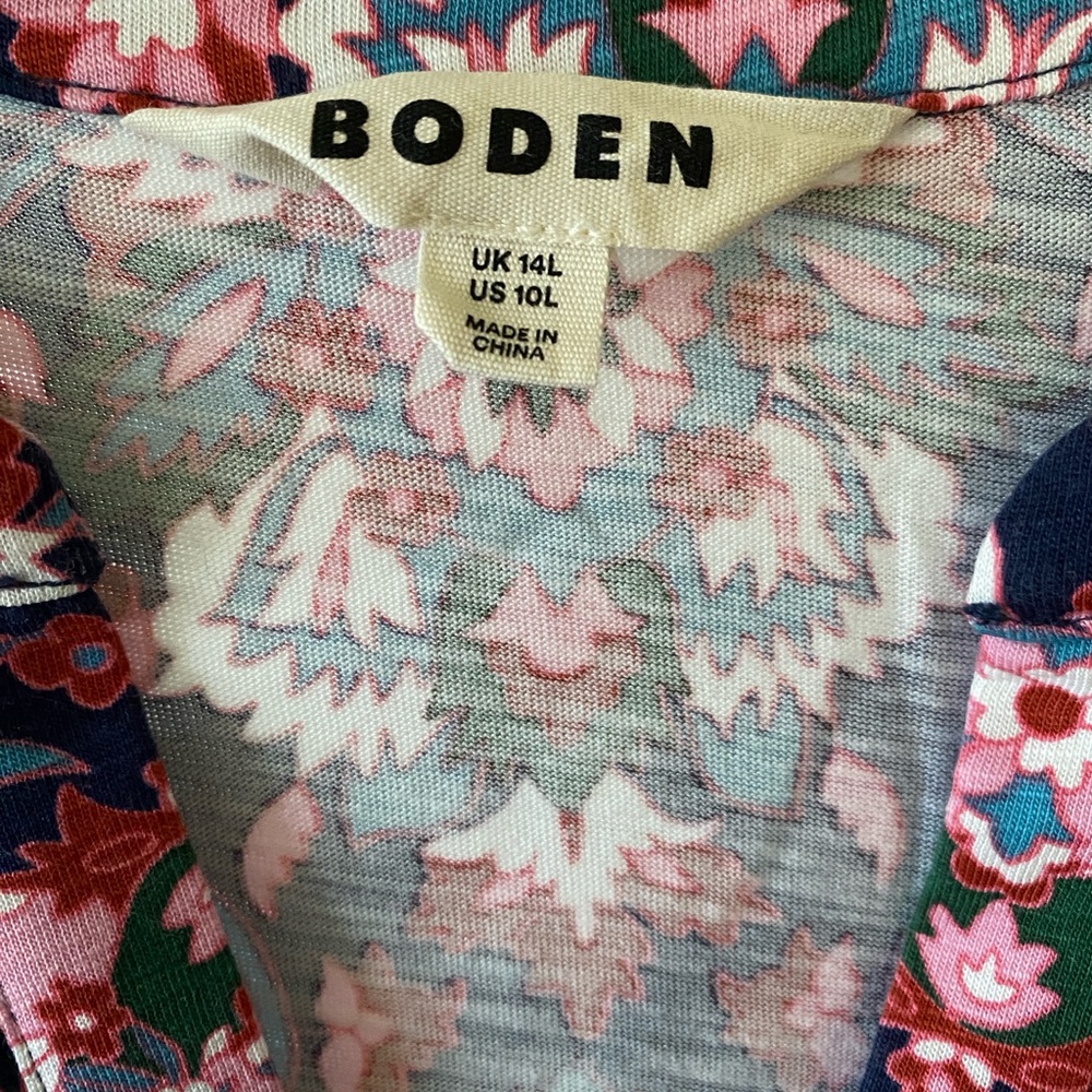 Boden Floral Jersey Midi Dress 10L | Long Sleeve V-Neck | Cotton TENCEL - Picture 4 of 11